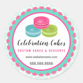 Kleurrijke Macarons Scalloped Banner Bakkerij Ronde Sticker