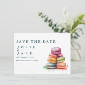 Kleurrijke macarons Sla de datum op Save The Date (Staand voorkant)