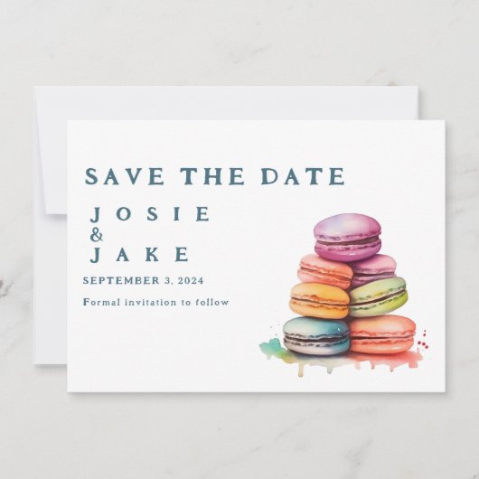 Kleurrijke macarons Sla de datum op Save The Date (Voorkant)