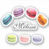 Kleurrijke Macarons Sweet Dessert Waterverf Sticker (Voorkant)