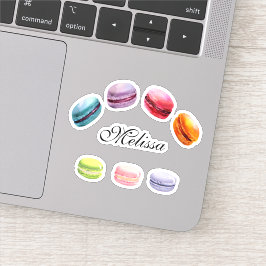 Kleurrijke Macarons Sweet Dessert Waterverf Sticker