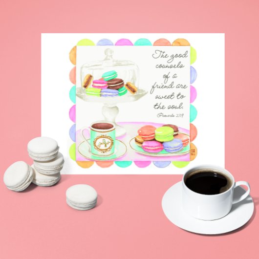 Kleurrijke Macarons Sweet Friend Inspirerend Briefkaart