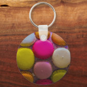 Kleurrijke Macarons Tasty Bked Dessert Sleutelhanger (Voorkant)