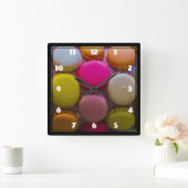 Kleurrijke Macarons Tasty Bked Dessert Vierkante Klok (Huis)