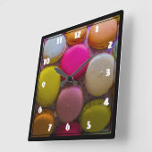 Kleurrijke Macarons Tasty Bked Dessert Vierkante Klok (Hoek)