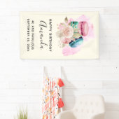 Kleurrijke Macarons Waterverf Happy Birthday Banne Spandoek (Insitu)