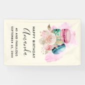 Kleurrijke Macarons Waterverf Happy Birthday Banne Spandoek (Horizontaal)