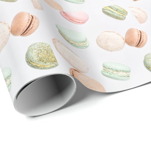 Kleurrijke macarons: zoet vallend patroon. cadeaupapier (Rol Hoek)