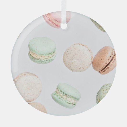 Kleurrijke macarons: zoet vallend patroon. glas ornament (Voorkant)