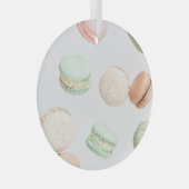 Kleurrijke macarons: zoet vallend patroon. glas ornament (Voorkant Rechts)