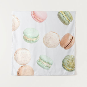 Kleurrijke macarons: zoet vallend patroon. wandkleed
