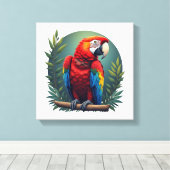 Kleurrijke Macaw Bird Canvas Muurkunst (Insitu (Houten vloer))