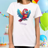 Kleurrijke Macaw Parrot Schattigee Bird Cartoon Gr T-shirt