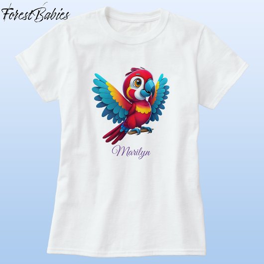 Kleurrijke Macaw Parrot Schattigee Bird Cartoon Gr T-shirt