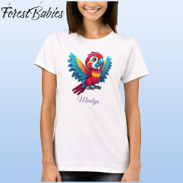 Kleurrijke Macaw Parrot Schattigee Bird Cartoon Gr T-shirt