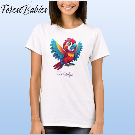 Kleurrijke Macaw Parrot Schattigee Bird Cartoon Gr T-shirt