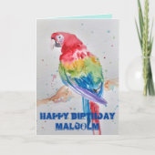 Kleurrijke Macaw Parrot Waterverf Mannen Verjaarda Kaart (Voorkant)