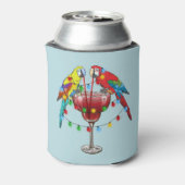 Kleurrijke Macaw Parrots Drink rode wijn Blikjeskoeler (Blikje Achterkant)