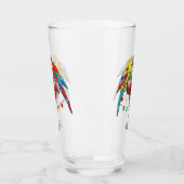 Kleurrijke Macaw Parrots Drink rode wijn Glas