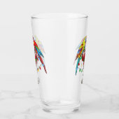 Kleurrijke Macaw Parrots Drink rode wijn Glas (Rechts)