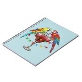 Kleurrijke Macaw Parrots Drink rode wijn Notitieboek (Linkerzijde)