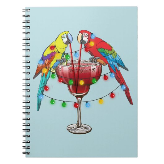 Kleurrijke Macaw Parrots Drink rode wijn Notitieboek (Voorkant)