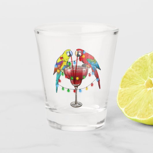Kleurrijke Macaw Parrots Drink rode wijn Shot Glas (Voorkant)