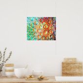 Kleurrijke macrowaterdruppels op glazen foto poster (Keuken)