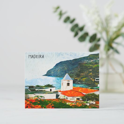 Kleurrijke Madeira Funchal olieverf Briefkaart (Staand voorkant)