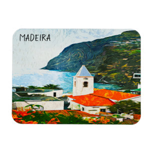 Kleurrijke Madeira Funchal olieverfschilderij Magneet