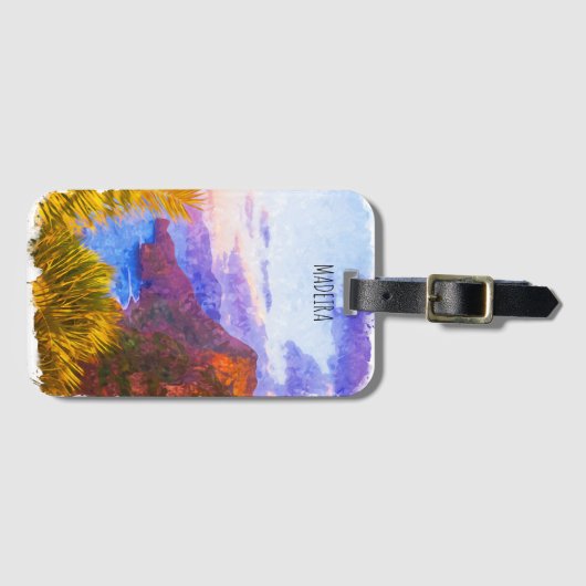 Kleurrijke Madeira Portugal landschap Reizen Bagagelabel (Voorkant (horizontaal))