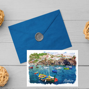 Kleurrijke Madeira Portugal Vintage Reizen Briefkaart