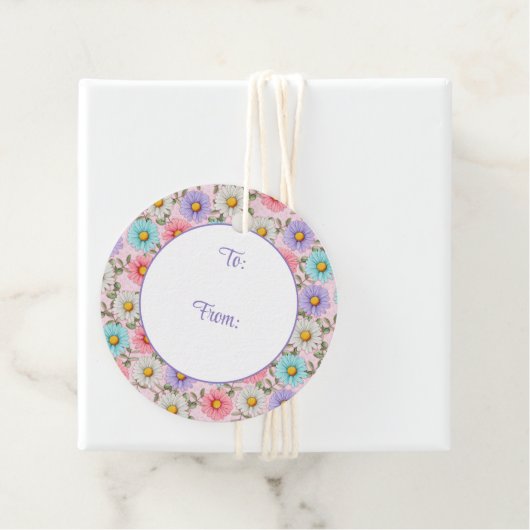  kleurrijke madeliefjes bedankjes labels (In situ)