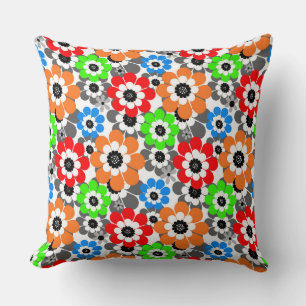 Kleurrijke madeliefjes bloemen Rood Blauw Groen Re Kussen