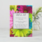 Kleurrijke madeliefjes bloemenbruiloft kaart (Staand voorkant)