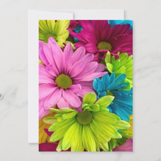 Kleurrijke madeliefjes bloemenbruiloft kaart (Achterkant)