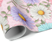  kleurrijke madeliefjes cadeaupapier (Rol Hoek)