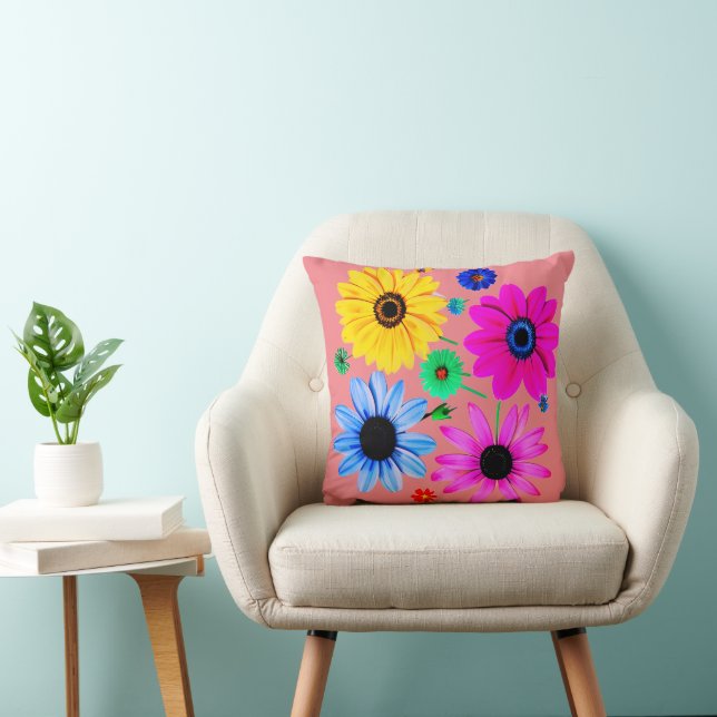 Kleurrijke Madeliefjes Gewoon Geïnspireerd Kussen (Stoel)
