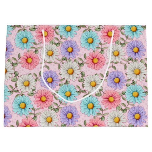  kleurrijke madeliefjes groot cadeauzakje (Voorkant)