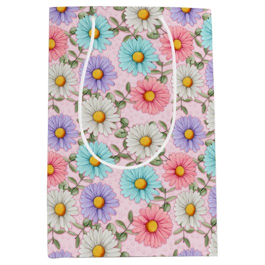  kleurrijke madeliefjes medium cadeauzakje (Voorkant)