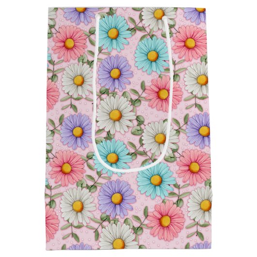 kleurrijke madeliefjes medium cadeauzakje (Achterkant)