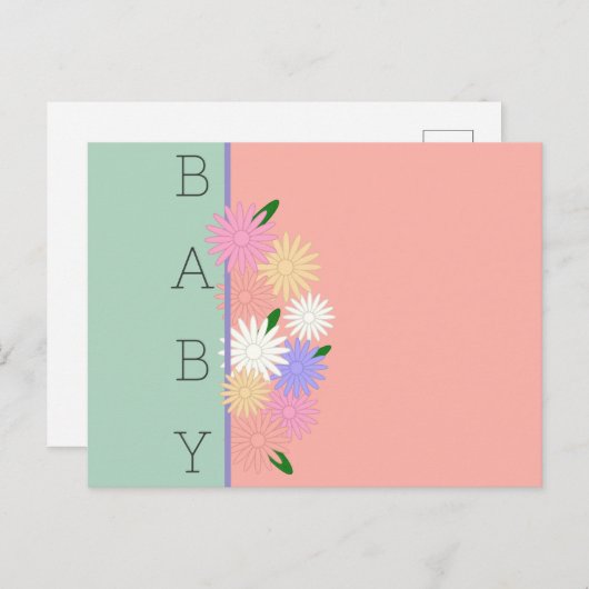 Kleurrijke madeliefjes op zachte perzik & Oerwoud Briefkaart (Voorkant / Achterkant)