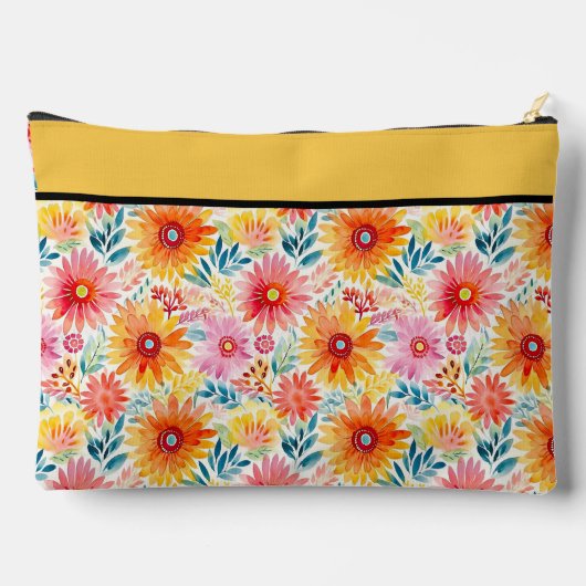 Kleurrijke madeliefjes print grote accessoire zakj etui (Achterkant)