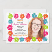 Kleurrijke madeliefjes - Verjaardag uitnodiging (Voorkant)