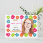 Kleurrijke madeliefjes - Verjaardag uitnodiging (Staand voorkant)