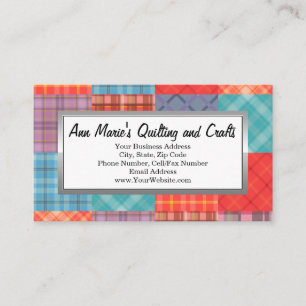 Kleurrijke Madras Patchwork Quiltsteek Handwerk Visitekaartje