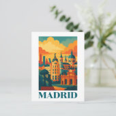 Kleurrijke Madrid Spanje Vintage Travel Briefkaart (Staand voorkant)