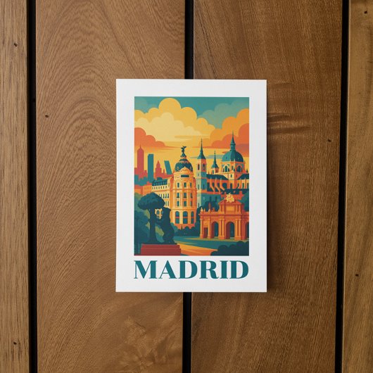Kleurrijke Madrid Spanje Vintage Travel Briefkaart