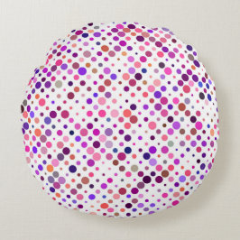 Kleurrijke, magenta, roze & Paarse Stippen Rond Kussen