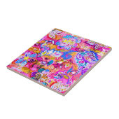 Kleurrijke magie abstracte florale tegeltje (Zijkant)